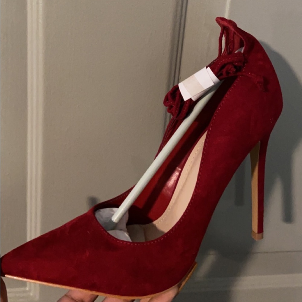 Red Pumps Ankle Lace Up